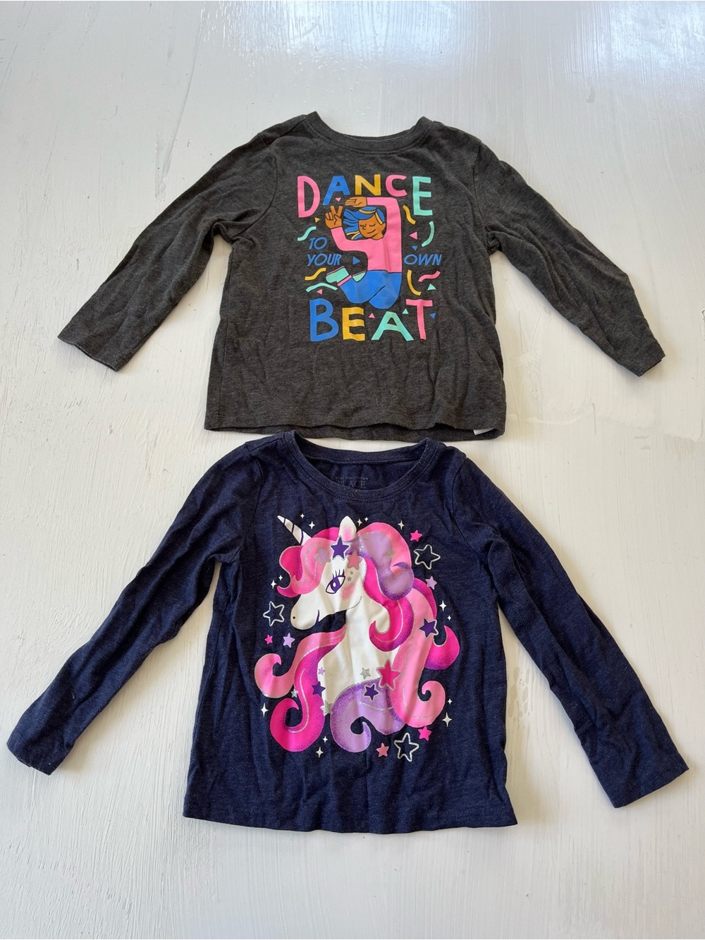 Girls Long Sleeve Tees Bundle in Gray & Navy
